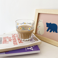 ins韩风同款雏菊花朵水杯咖啡杯奶茶杯玻璃杯可乐果汁杯奶昔杯子 雏菊白花矮杯