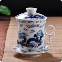 景德镇陶瓷茶具青花瓷茶杯杯子单个人水杯带盖过滤会议办公泡茶杯 款式十六