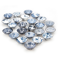 青花瓷斗笠杯10只套装陶瓷功夫小茶杯单杯个人杯复古品茗茶盏茶碗 青花斗笠杯24款各1