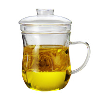 玻璃泡茶杯茶水分离窈窕淑女杯过滤杯三件套杯办公家用花茶杯中式 三件套