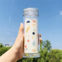 轻奢森系可爱玻璃杯子女双层隔热便携防烫茶杯小清新学生简约水杯 双层星座图腾杯