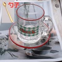 韩国ins少女玻璃杯时尚水杯特色创意奶茶杯咖啡杯网红花茶杯 奶茶杯一套 送勺子
