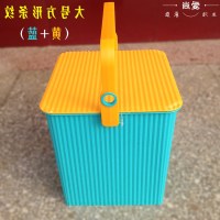 装积木的收纳桶 带盖洗澡篮可坐 可爱多功能手提收纳凳子储物凳 (黄+蓝)大号方形