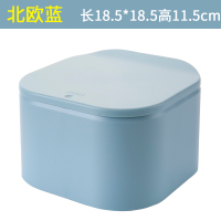 桌面桌上小垃圾桶迷你按压家用有盖盒茶几创意简约餐桌办公室桌 北欧蓝