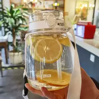 超大容量水杯子女吸管杯超大一升杯耐高温喝水壶大人可爱少女网红 白色-1300ml