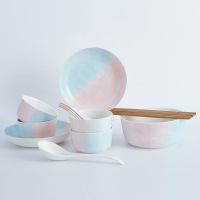 日式陶瓷餐具碗碟盘套装家用吃饭个性陶瓷碗具面汤碗菜盘鱼盘组合 16件套(70%靓仔靓女的选择)
