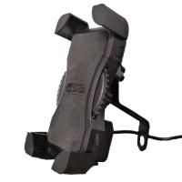 摩托车手机导航支架手机电动车用手机架电瓶车踏板防震外卖充电器 后视款黑色可充电[数据线+防水袋] 电动车电瓶[12-80