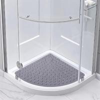 弧形环保淋浴房防滑垫扇形浴室洗澡脚垫卫生间厕所家用防摔地垫 银灰色 70×70cm[扇形]