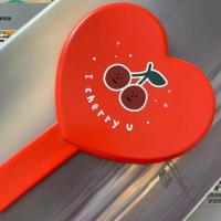 红色结婚喜气心形手柄镜可爱双耳随身外出包包方便携带红色女士镜 喜庆心形镜(11x12cm)2号