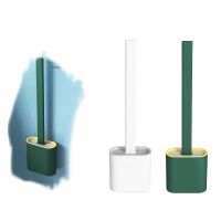 硅胶卫生间马桶刷家用无死角长柄软胶坐便清洁刷子洁厕刷底座套装 壁挂款+极地白+墨绿玉