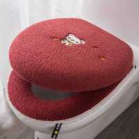 家用马桶垫坐垫坐便套马桶坐垫座便器垫马桶垫子马桶垫拉链式防水 波尼(红)双件套(粘扣)