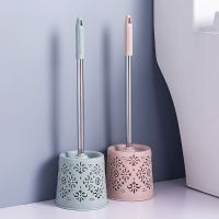 厕所马桶刷无死角家用卫生间蹲坑软毛刷子创意免打孔长柄清洁套装 2只装-镂空款(不锈钢杆带底座)