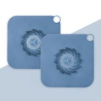 硅胶防堵地漏盖垫下水道毛发过滤头发厕所防臭器卫生间浴室地漏垫 北欧蓝防堵地漏[两个装]