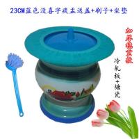 防滑老式搪瓷成人高脚痰盂老人孕妇痰盂儿童便盆坐便器子孙桶 23cm加厚蓝色痰盂送盖+刷子+坐垫 冷轧板（塘瓷）