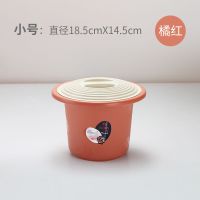 儿童痰盂男女坐便器婴幼儿宝宝塑料尿壶带盖加厚成人尿盆夜壶尿桶 加厚带盖橘红色 超大号坐便器(推荐成人款)