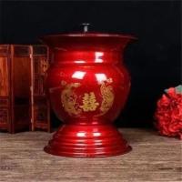 盂新娘陪嫁高脚搪瓷痰盂罐儿童成人坐便器尿盆尿桶子孙桶 加厚龙凤+同材质盖