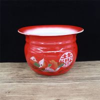 加厚搪瓷痰盂矮痰桶可移动马桶坐便器小孩尿盆老人坐便器起夜桶[4月20日发完] 全红鸳鸯痰盂 +盖+垫子