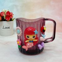 卡通创意少女风漱口杯可爱牙刷杯ins风卫生间洗漱杯家用儿童牙杯 石榴红美人鱼宝宝