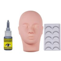 嫁接假睫毛新手练习人头模型 胶水 假眼睫毛 假睫毛辅助工具 人头+胶水+睫毛