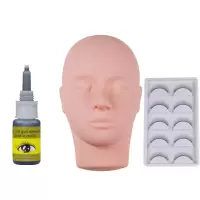 嫁接假睫毛新手练习人头模型 胶水 假眼睫毛 假睫毛辅助工具 人头+胶水+睫毛
