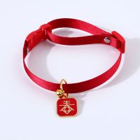 新年中国风猫咪铃铛项圈安全扣猫咪狗项圈配饰颈链福春龙字吊坠 新年(春) XS 可调节12-19cm