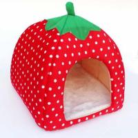 送垫子+毛毯]狗窝猫窝冬季保暖宠物窝草莓窝可拆洗棉窝兔窝狗房 红色(送垫子+毛毯+凉席) XL(适合 16斤内)