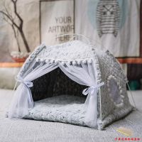 猫窝冬季猫帐篷猫咪猫房子封闭式宠物床四季通用狗窝冬天保暖用品 升级毛绒款灰色猫帐篷(送小直板) M-适合10斤内宠物(收