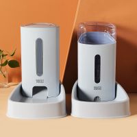 猫咪狗狗自动喂食器狗粮猫粮投食宠物用品食盆水盆喂食碗喂狗神器 喂食喝水组合套装#蓝色