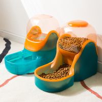 狗碗狗盆猫碗猫食盆狗粮狗狗饭盆防打翻双碗猫咪自动饮水宠物用品 [青橙恋]饮水器+喂食器 猫狗通用
