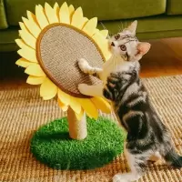 网红新款猫咪用品向日葵卡通猫抓板玩具四季保暖窝猫咪窝宠物用品 向日葵猫抓板 45*45