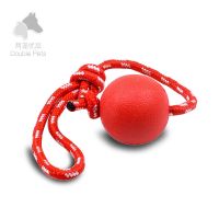 狗狗训导啃咬耐咬球实心弹力球带绳手提实心球宠物玩具 大号(7cm)