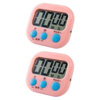 厨房定时器提醒器闹钟记时器创意倒计时电子秒表学生计时器定时器 圆形粉色(2个装)