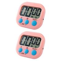 厨房定时器提醒器闹钟记时器创意倒计时电子秒表学生计时器定时器 圆形粉色(2个装)