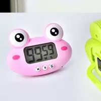 可爱卡通儿童计时器学生时间管理机械钟定时器厨房创意烘焙提醒器 大屏幕粉色青蛙电子定时器