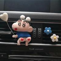 [Y&L手作]出风口车载香薰蜡笔小新汽车清新车内装饰车内饰 蓝衣气球小新+蓝花白花(送两瓶精油) 英国梨小苍兰