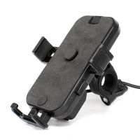 摩托车踏板车电瓶车电动车手机导航支架车载可充电带USB充电器 269可充电[送数据线] 后视镜款-黑色+防水袋