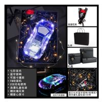 跑车型蓝牙音箱低音炮无线创意迷你车模七彩灯小汽车音响生日礼物 跑车黑色[七彩灯]豪华礼盒