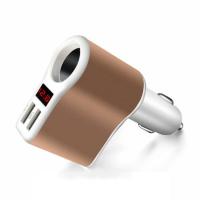 车载充电器一拖二多功能汽车24V通用车上快速智能车充USB手机插头 点烟筒双U数显202白金