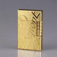 朗声充气打火机侧滑砂轮式超薄金属点烟器防风时尚边打送男友潮流 大字母金色 实惠版送大气瓶200ml火石烟嘴