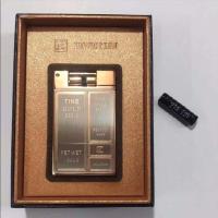 充气防风打火机电子电池触摸感应滚轮气体红色火焰点烟器 金条打火机送电子