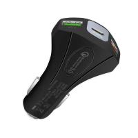 7A车载充电器快充3USB一拖三点烟器转换插头多功能12-24V通用 7A一拖二+T带安全锤黑色 配苹果数据线