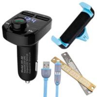 现代车载MP3播放器蓝牙接收器免提电话汽车音乐点烟器车载充电器 【MP3+手机支架+停车卡+数据线】