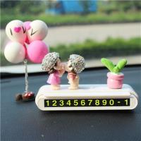 汽车临时停车号码牌创意可爱挪车电话牌可夜光隐藏式车载停车卡女 镶钻停车卡+气球(配8组数字)