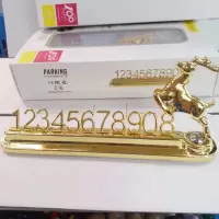 临时停车牌挪车电话金属防晒松鼠旋转创意隐藏个性车载停靠移车牌 金色小鹿隐形款送四组数字
