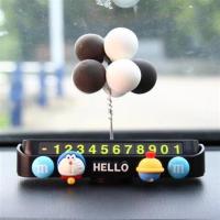 双号码挪车电话牌卡移车用可爱创意汽车用品大全临时停车号码牌女 黑双号码-叮当猫铃铛+黑白气球
