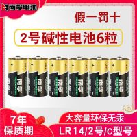 电池2号碱性1.5V 耐用LR14隧道探测仪手电筒费雪家用玩具电池 2号电池6粒装
