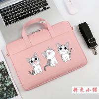 联想13.3戴尔14华为可爱笔记本电脑内胆包15.6寸简约商务手提单肩 14寸 216气囊款小猫粉色