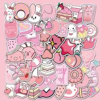 50张新款卡通粉色少女可爱DIY手机壳吉他笔记本电脑防水涂鸦贴画 50张