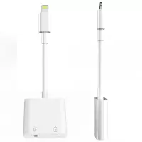 苹果转接线二合一转接头iPhone/8p/x/xr/xs转接线充电听歌转换器 白色