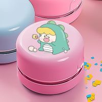 家用小型桌面吸尘器充电迷你橡皮擦学生便携橡皮屑吸尘机键盘清洁 粉-恶龙咆哮 USB充电款(送线刷子吸嘴)